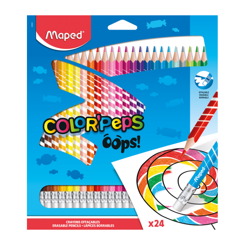 Boite De 24 Crayons De Couleur Effaçables Color'Peps MAPED