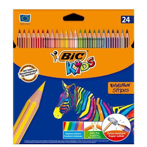 Crayon de couleur Kids Evolution x24 BIC : le lot de 24 crayons à Prix  Carrefour