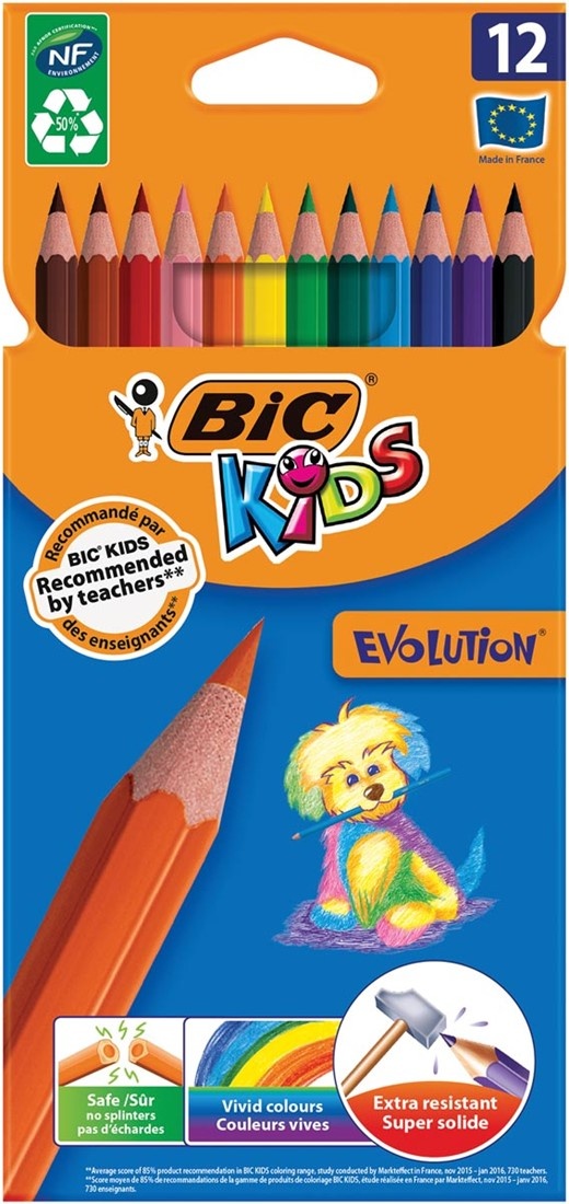 Pochette De 12 Crayons De Couleur BIC Kids Evolution
