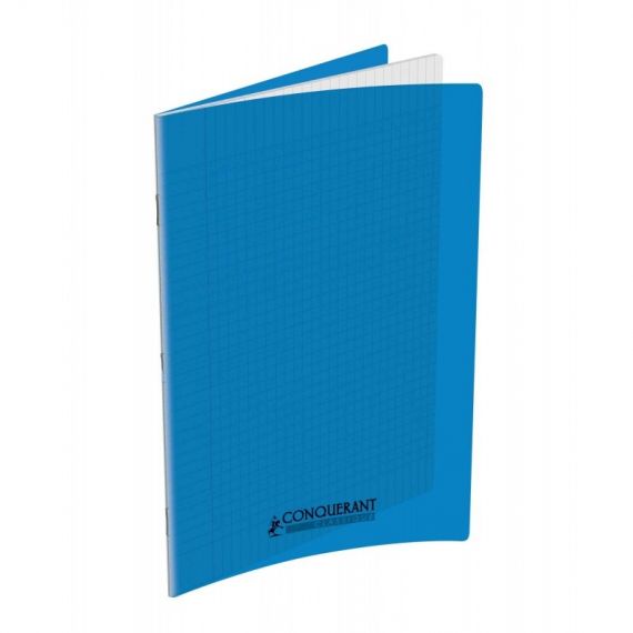 Cahier 17x22 Couverture Plastique Bleu 96P Grands Carreaux 90G Conquérant