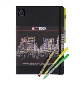 SAKURA Sketch Book A4 - 140g/m² - 80 Feuilles Noires