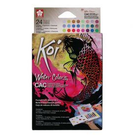 SAKURA KOI Kit De Peinture Aquarelle de Poche - 24 Couleurs Métallisées/Fluorescentes