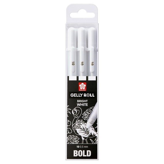 Set de 3 Stylos Gel Gelly Roll Basic Blanc 0,5mm SAKURA