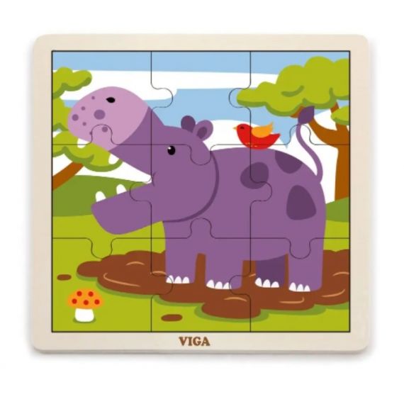 Puzzle 9 Pièces En Bois -Hippopotame VIGA