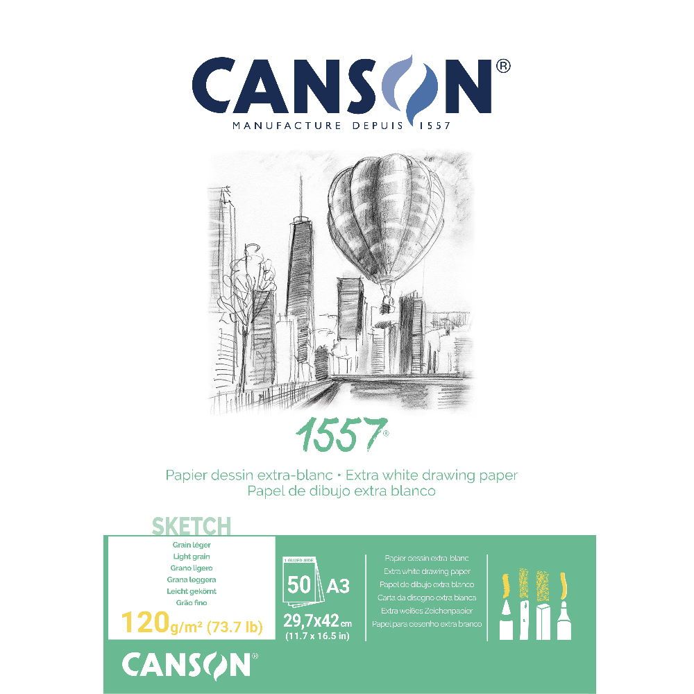 CANSON - Pochette 10 feuilles de papier dessin technique A3 - 200g