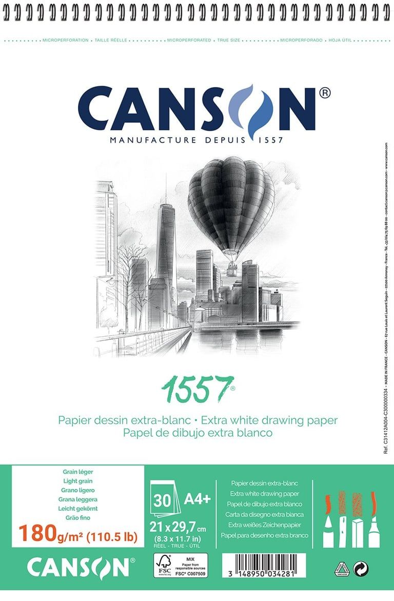 CANSON Album de 120 feuilles de papier dessin CROQUIS XL spirale 90g A4