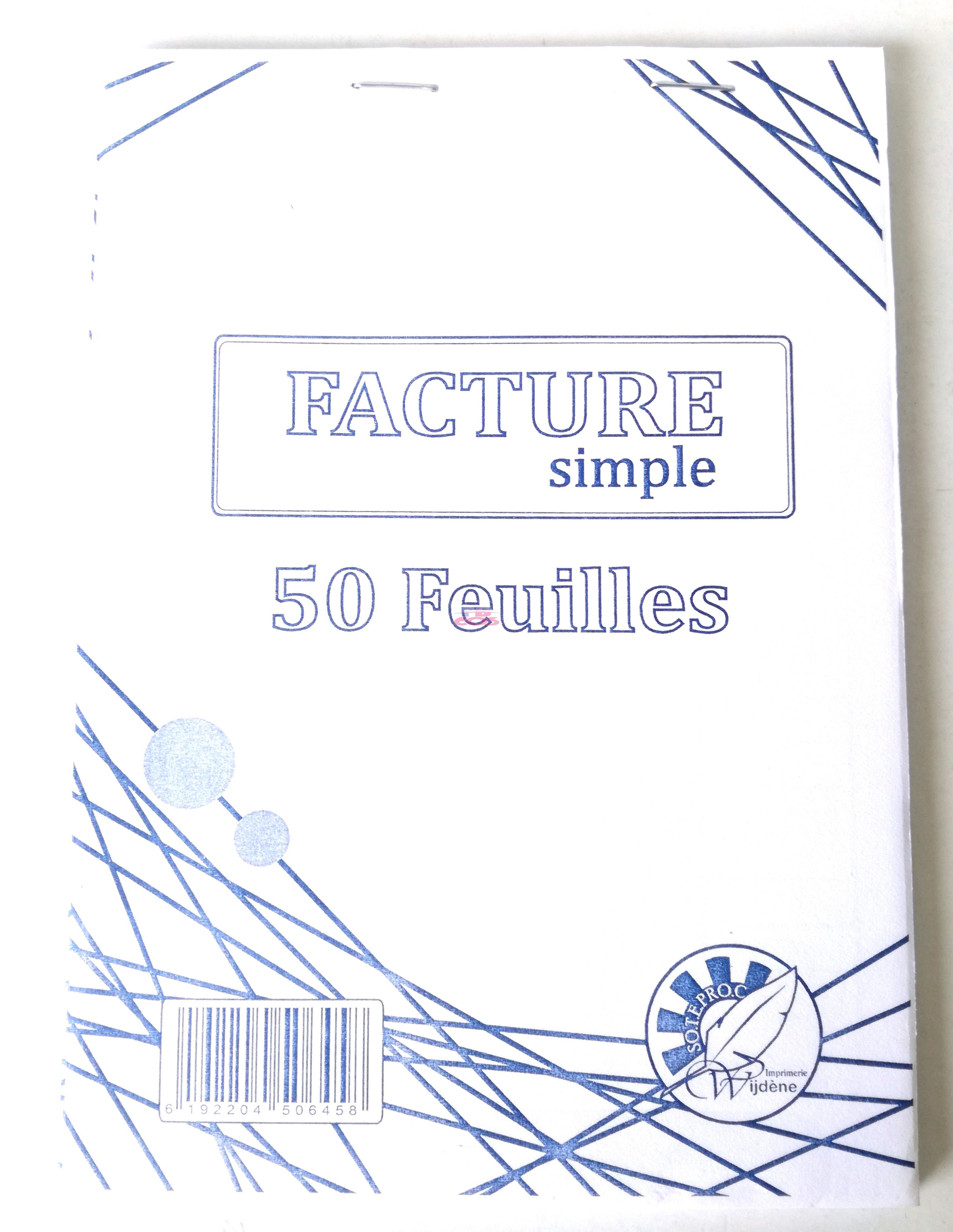Carnet de Facture Simple - 50 feuilles